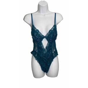 Frederick’s Of Hollywood Teal Green Lace Teddy Lingerie Size Medium Sexy